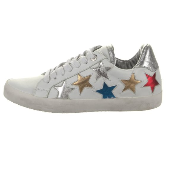 ZADIG & VOLTAIRE Leather Low Top Star Printed Sneakers, Size 39/ 9 US - Picture 1 of 2